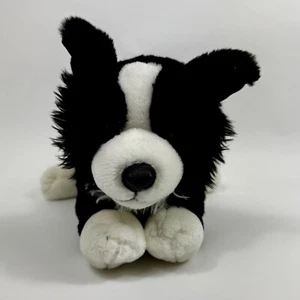 "Juguete de peluche Animal Alley Border Collie perro de peluche blanco y negro cachorro acostado 13""" - Imagen 1 de 13