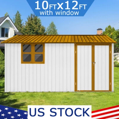 Metal Outdoor Sheds Garden 10x12 FT Large Storage Sheds Heavy Duty Tool House - Image 1 of 4
