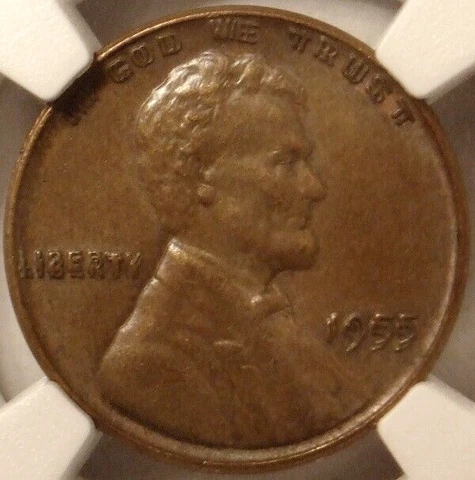 1955 DDO LINCOLN WHEAT CENT, EXCEPTIONAL CONDITION, NGC GRADED AU 53 BN Cover