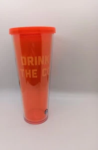 Starbucks klar neonorange ""Drink all the Coffee"" kalter Venti Becher - Bild 1 von 4