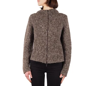 Sarah Pacini Damen Vintage Alpaka Beige Zip Kapuzen Pullover Cardigan One Size - Bild 1 von 11