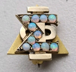 Antique 14K Gold Blue Opal Sigma Phi Lambda Sorority / Fraternity Pin - Picture 1 of 15