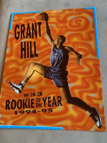 Grant Hill Rookie of the Year Promotional Embossed Metal Wall Plaque Circa 1996 Cover