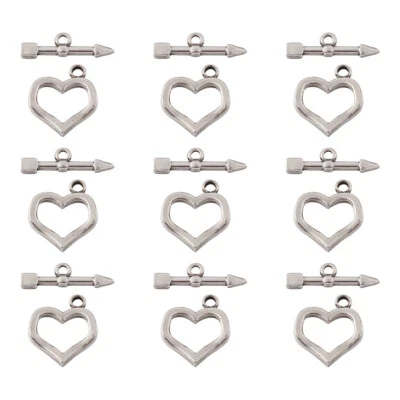 10sets Stainless Steel Toggle Clasps Heart & Arrow T-Bar Connectors Clasps - Image 1 of 4