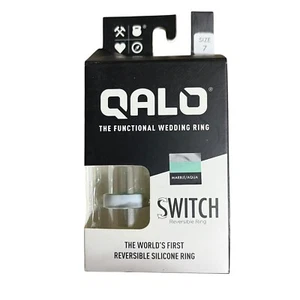Anillo de boda reversible de silicona QALO Switch para mujer talla 7 aguamarina y mármol - Imagen 1 de 7