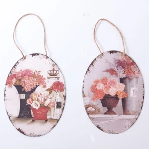 QUADRO 2 QUADRI PANNELLO ARREDO shabby CAMERA SALOTTO CASA FIORI metallo 20x27 - Imagen 1 de 1