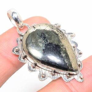 Pyrite And Magnetite Oxidize Gemstone 925 Sterling Silver Pendant 1.89" S2633