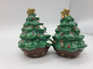 Retro Holiday Christmas Tree Salt and Pepper Shakers 3.25"  - Picture 1 of 10