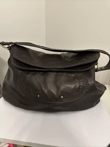 Sigrid Olsen Women's Handbag Chocolate Brown Leather Magnetic Shoulder Hobo Bag - Picture 1 of 13