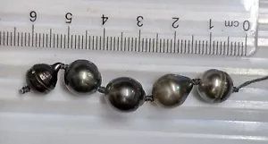 Five Drilled Salt Water TAHITI Tahitian BLACK PEARLS Pearl Lot (#6429) - Picture 1 of 2