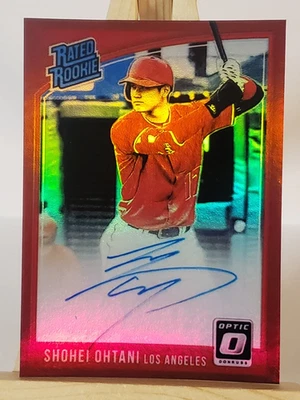 Tarjeta de béisbol Shohei Ohtani 2018 Donruss clasificación óptica novato auto novedad reimpresión Foto 1 de 4