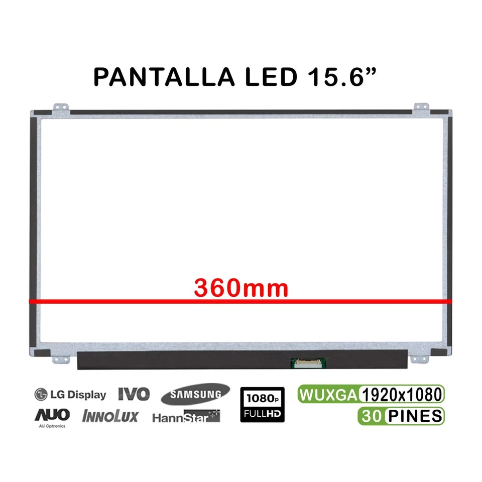 VER DESCRIPCIÓN PANTALLA LED DE 15.6" PARA PORTÁTIL N156HGA-EAB REV.C2 1920X1080 30 PINES DISPLA