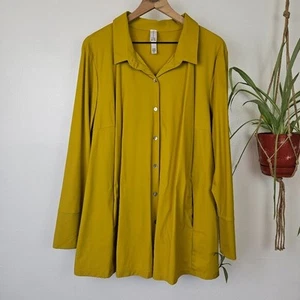 Camicetta top tunica MarlaWynne bottoni swing davanti taglia 3x tasche giallo senape - Foto 1 di 8