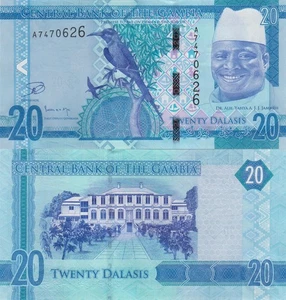 Gambia 20 Dalasi (2015) - President Jammeh/Sacred Ibis/p33a, B231a UNC - Picture 1 of 3