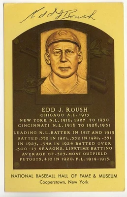 Edd Roush Signed Autographed HOF Postcard Giants Reds JSA CF46688 - Image 1 of 3