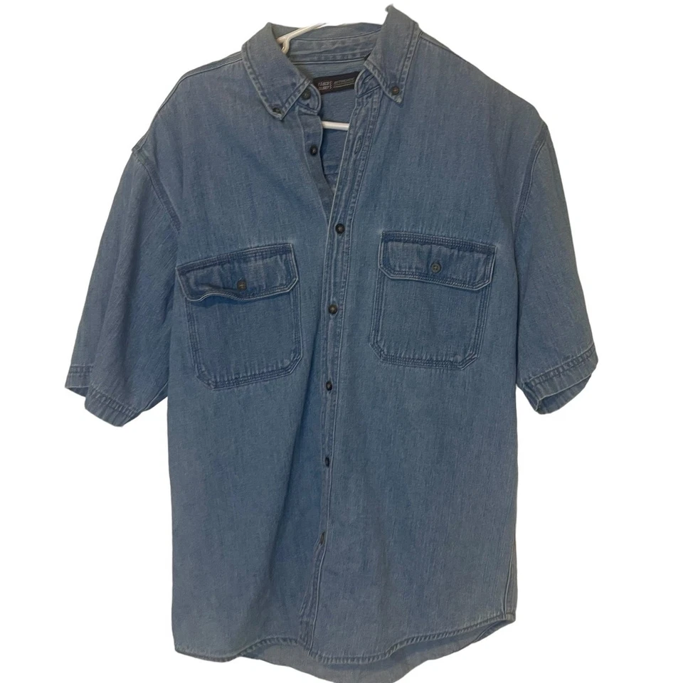 Denim manga corta con botones Faded Glory vintage años 90 para hombre talla pequeña Foto 1 de 4