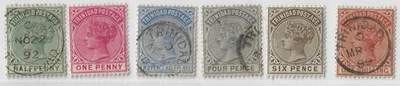 Trinidad 1883-4 Scott 68-73/ SG 106-112, M/U mix, CV$43.90, F-VF  (a8015 - Image 1 of 3
