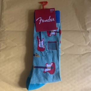 Calcetines de guitarra Fender Stratocaster para hombre nuevos talla 7-12 azules - Imagen 1 de 2