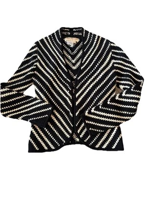 复古 NORM THOMPSON 开衫针织衫 - 小号 - 黑白复古经典 — 第 1/4 张图片