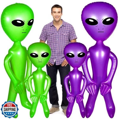Zhanmai 4 Pcs 63/35 Inch Halloween Giant Alien Inflatable Jumbo Blow up Green - Image 1 of 4