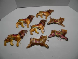 Vintage Holzleiste Weihnachtsschmuck Volkskunst Tiger Löwen 7er Set RAR - Bild 1 von 4