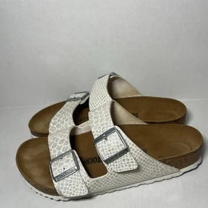 BIRKENSTOCK Arizona Sandals Snake Eggshell 2 Straps Iridescent Size 9 - Picture 1 of 4