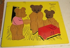 Rompecabezas de madera vintage Playskool The Three Bears bandeja #185-10 LEER DESCRIPCIÓN - Imagen 1 de 8