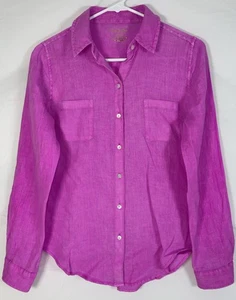 Neu mit Etikett Lilly Pulitzer Damenhemd Meerblick 100 % Leinen Button-Down lila – XXS - Bild 1 von 6