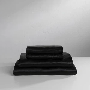 Baltic Linen Satin Luxury Sheet Set Cal King Black 4-Piece Set - Picture 1 of 3