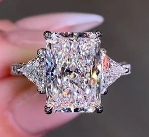 6.25 Ct Radiant 950 Platinum Diamond Woman Engagement Ring IGI VS1 Lab Created - Picture 1 of 8