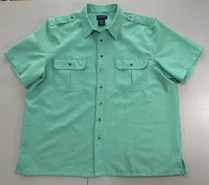 Vtg John Blair Button Up Safari Pilot Tab Shirt Mint Green Mens Sz XXL EUC 2XL - Picture 1 of 5
