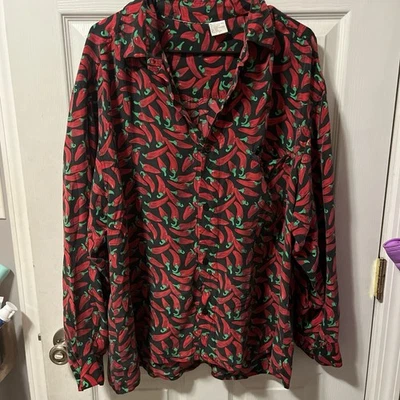 Cambridge Classics 100% Silk Button Down Shirt Chili Pepper Size L - Image 1 of 4