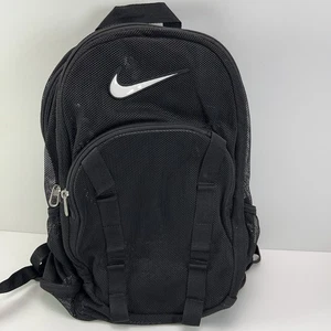 Mochila de malla vintage NIKE Brasilia grande varias secciones viaje deportes negra Y2K - Imagen 1 de 23