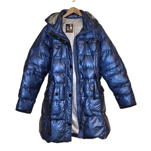 Chaqueta de plumón mujer Frieda & Freddies talla 42 abrigo de invierno azul capucha - Imagen 1 de 8