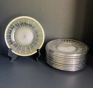 Set of 12 Antique Cut Crystal Accent Plates with Sterling Silver Braid Rim 8.5" - Picture 1 of 19