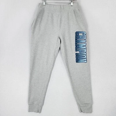 Calça de moletom Champion masculina grande cinza tecido reverso logotipo patch - Imagem 1 de 4