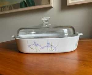 Corning Ware SHADOW IRIS A-10-B Casserole Dish 2.5 Liter Pyrex Lid A-12-C - Picture 1 of 7