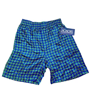 Pantalones cortos boxer pijama 100 % seda Honors para hombre - lunares azules y verdes - pequeños DMG - Imagen 1 de 9