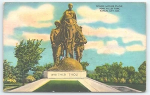 Postcard Pioneer Mother Statue Penn Valley Park Kansas City Missouri c1931 - Imagen 1 de 2
