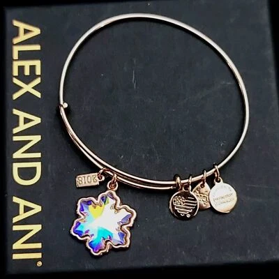 Pulsera Alex And Ani Oro Rosa Copo de Nieve Dije Foto 1 de 4