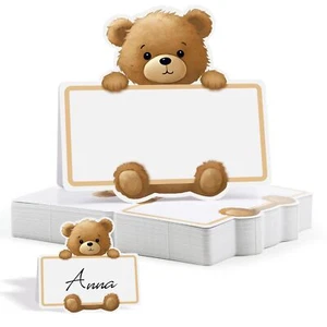 50pcs Bear Baby Shower Place Cards for Table Setting We Can Bearly Wait Baby ... - Picture 1 of 6