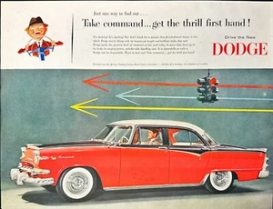 Dodge Custom Royal Lancer sedán rojo techo rígido anuncio impreso vintage 1955 - Imagen 1 de 5
