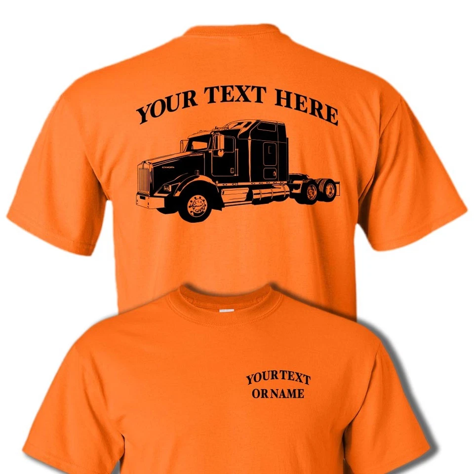 KENWORTH T800 SEMI TRUCK -BIG RIG - PERSONALIZED CUSTOM T-SHIRT #BR018 - Imagem 1 de 1