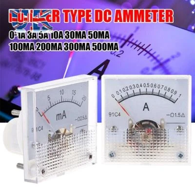 3A 5A 10A 300mA 500mA DC Amp Meters Analog Panel Meter Ammeter Measuring Tool - Image 1 of 4