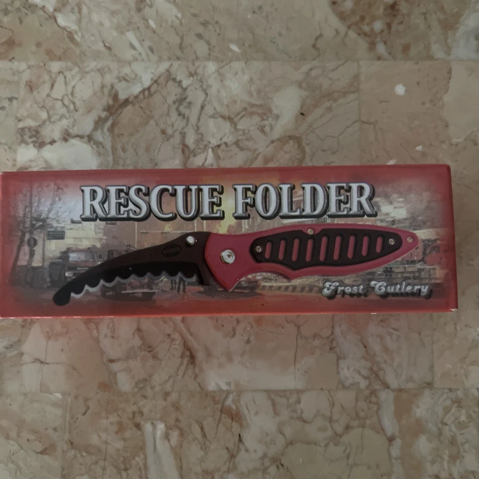 Rescue Folder Knife Orange and Black Tactical w/ Pocket Clip Frost Cutlery,new - Image 1 of 4