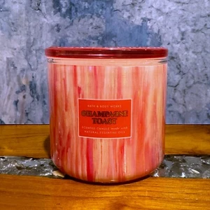 Bath & Body Works Champagne Toast 3 Wick 14.5 Oz Scented Candle W/ Glass Lid New - Picture 1 of 5