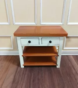 Dollhouse Miniature Kitchen Prep Table Island with Shelves 1:12 Scale Cream - Picture 1 of 4