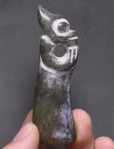 8cm Hongshan Culture Old Jade Carving Sun God Sun-God Head Amulet Pendant - Picture 1 of 5