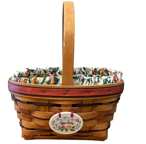 Longaberger 1995 Traditions Collection Family Basket Liner Happy Easter Tie Larg Cover