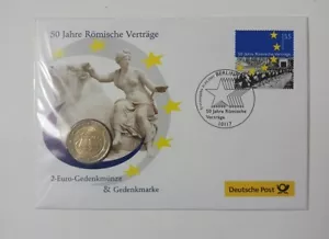 Numisbrief Germany -2 Euro Roman Treaty 2007 Coin & Stamp - Picture 1 of 5